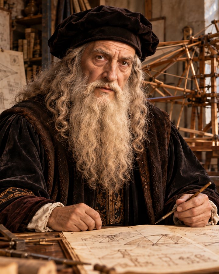 Leonardo da Vinci, host of the Pantheon of History